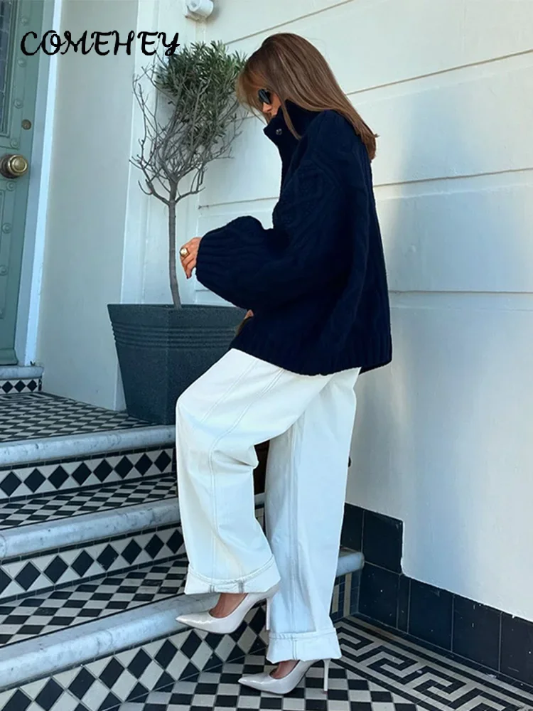 Casual Knit Twist Cardigan Sweater Women Loose Solid Lapel Hidden Button Long Sleeve Female Knitwear 2025 Autumn New Hot Coats - Image 4